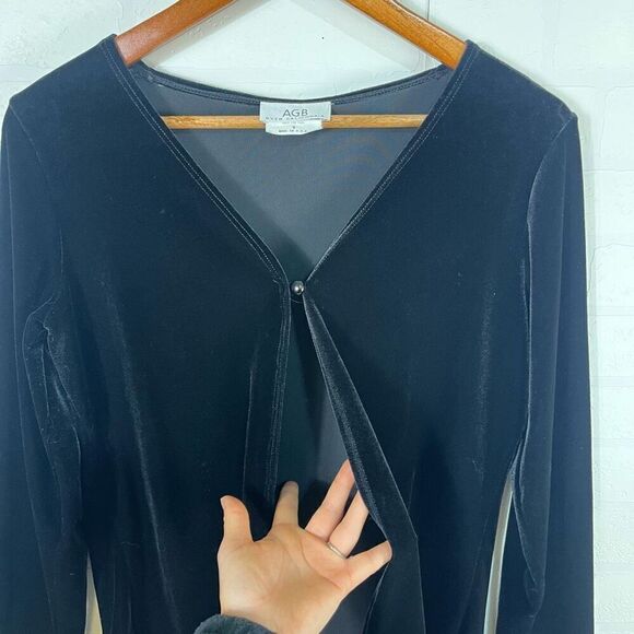 Vintage AGB Womens Velvet Cardigan Size Small Black Velvet Witchy Goth - Picture 9 of 14
